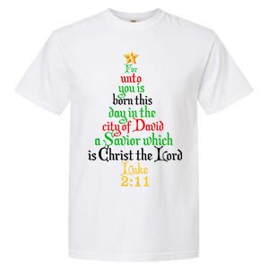  Born A Savior Christmas Christ The Lord Bible Verse Garment-Dyed Heavyweight T-Shirt