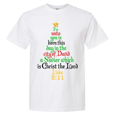  Born A Savior Christmas Christ The Lord Bible Verse Garment-Dyed Heavyweight T-Shirt