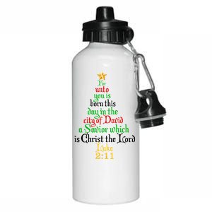  Born A Savior Christmas Christ The Lord Bible Verse Aluminum Water Bottle