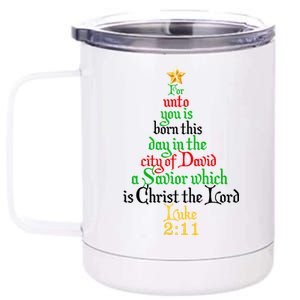  Born A Savior Christmas Christ The Lord Bible Verse 12 oz Stainless Steel Tumbler Cup