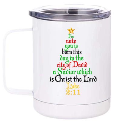  Born A Savior Christmas Christ The Lord Bible Verse 12 oz Stainless Steel Tumbler Cup