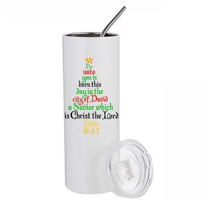  Born A Savior Christmas Christ The Lord Bible Verse Stainless Steel Tumbler