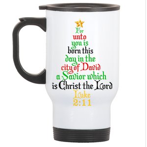  Born A Savior Christmas Christ The Lord Bible Verse Stainless Steel Travel Mug