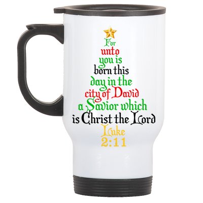  Born A Savior Christmas Christ The Lord Bible Verse Stainless Steel Travel Mug