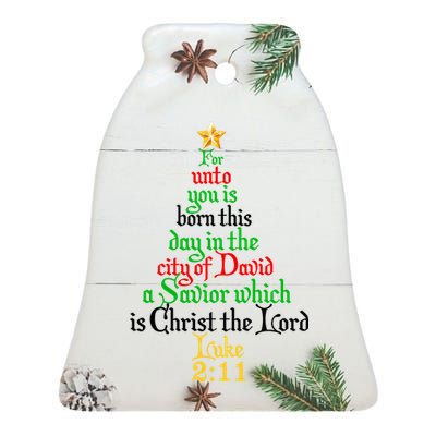  Born A Savior Christmas Christ The Lord Bible Verse Ceramic Bell Ornament