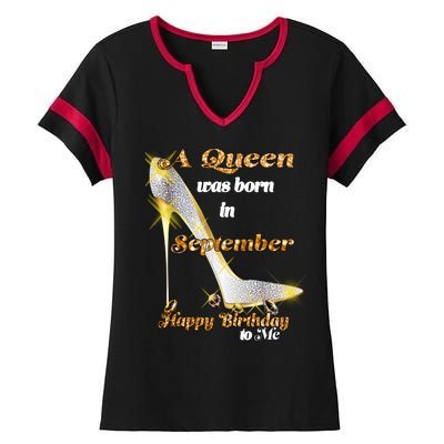 Born In August Birthday Queen Ladies Halftime Notch Neck Tee