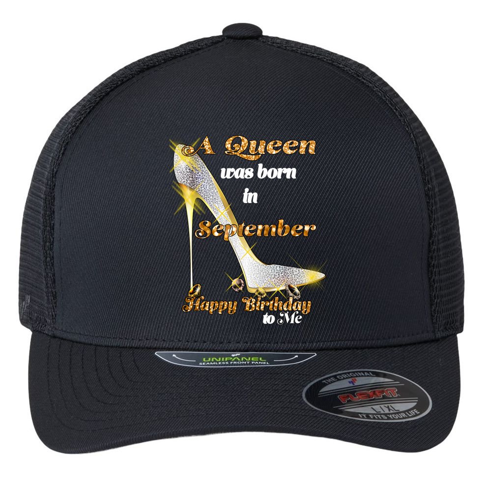 Born In August Birthday Queen Flexfit Unipanel Trucker Cap