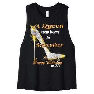 Born In August Birthday Queen Women's Racerback Cropped Tank