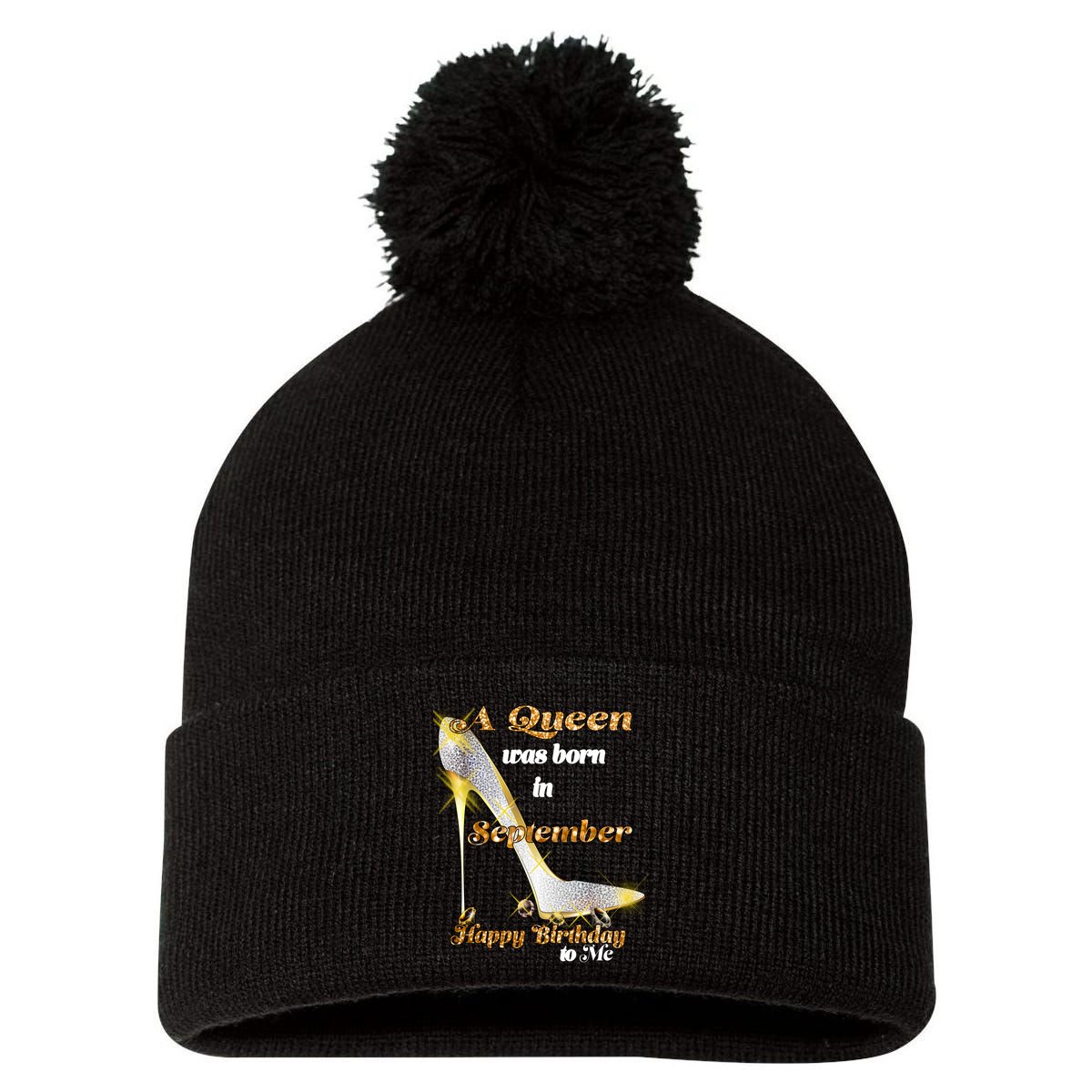 Born In August Birthday Queen Pom Pom 12in Knit Beanie
