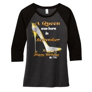 Born In August Birthday Queen Women's Tri-Blend 3/4-Sleeve Raglan Shirt