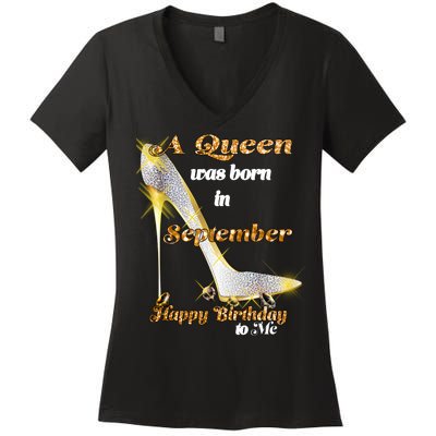 Born In August Birthday Queen Women's V-Neck T-Shirt