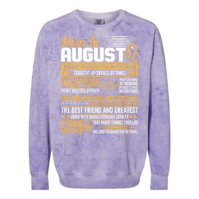 Born In August Leo Birthday Zodiac Colorblast Crewneck Sweatshirt