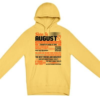 Born In August Leo Birthday Zodiac Premium Pullover Hoodie