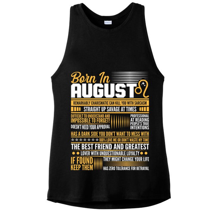 Born In August Leo Birthday Zodiac Ladies PosiCharge Tri-Blend Wicking Tank