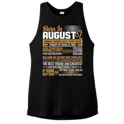 Born In August Leo Birthday Zodiac Ladies PosiCharge Tri-Blend Wicking Tank