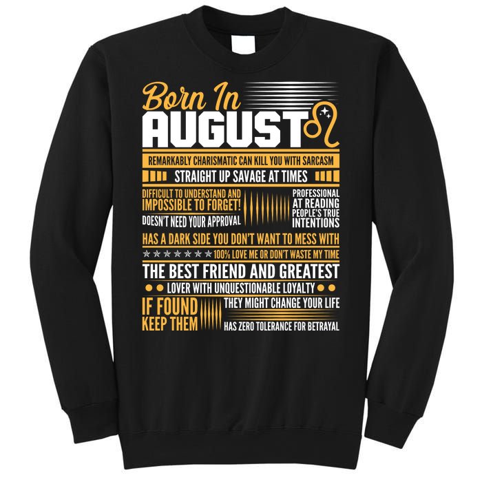 Born In August Leo Birthday Zodiac Sweatshirt