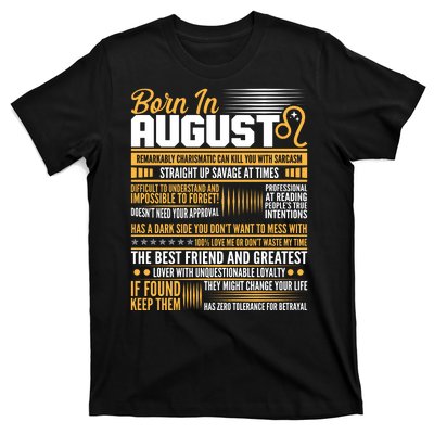 Born In August Leo Birthday Zodiac T-Shirt