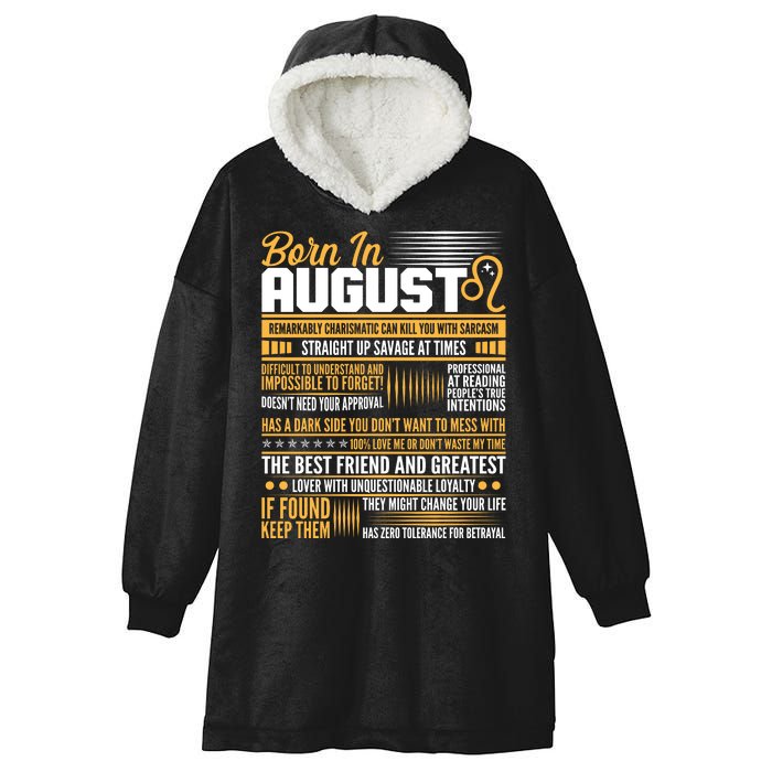 Born In August Leo Birthday Zodiac Hooded Wearable Blanket