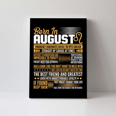 Born In August Leo Birthday Zodiac Canvas