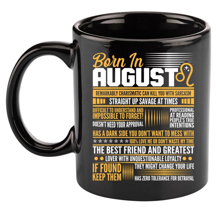 Born In August Leo Birthday Zodiac 11oz C Handle Ceramic Mug