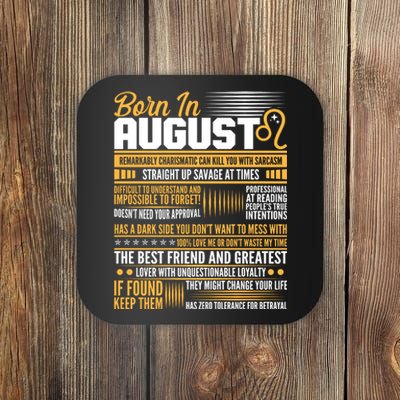 Born In August Leo Birthday Zodiac Coaster