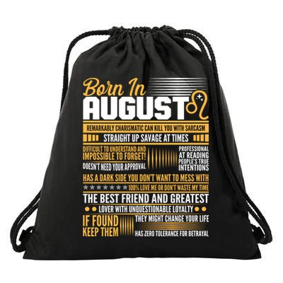 Born In August Leo Birthday Zodiac Drawstring Bag