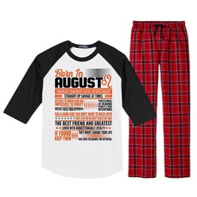 Born In August Leo Birthday Zodiac Raglan Sleeve Pajama Set