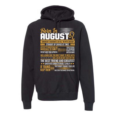 Born In August Leo Birthday Zodiac Premium Hoodie