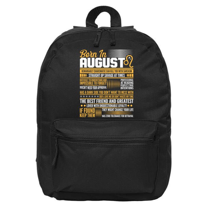 Born In August Leo Birthday Zodiac 16 in Basic Backpack