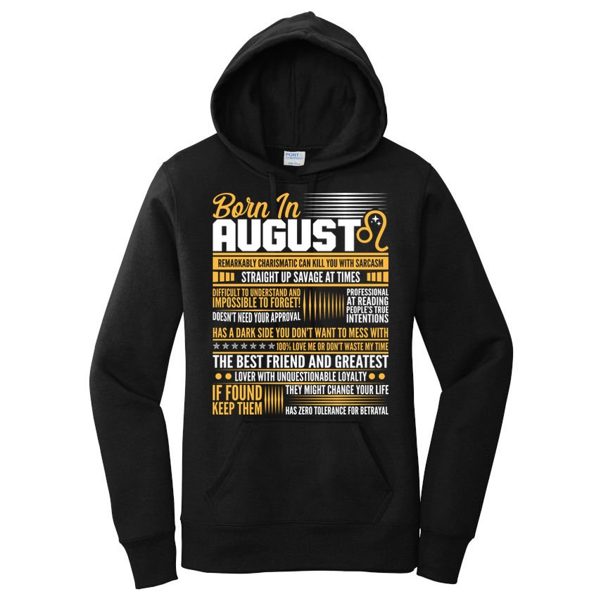 Born In August Leo Birthday Zodiac Women's Pullover Hoodie