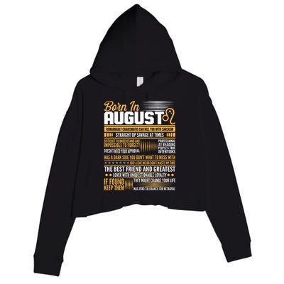 Born In August Leo Birthday Zodiac Crop Fleece Hoodie