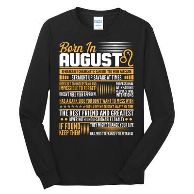 Born In August Leo Birthday Zodiac Tall Long Sleeve T-Shirt