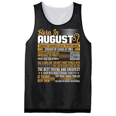 Born In August Leo Birthday Zodiac Mesh Reversible Basketball Jersey Tank