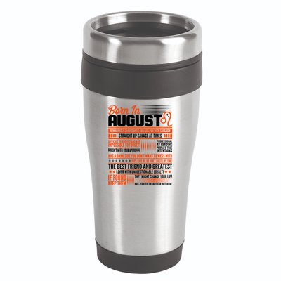 Born In August Leo Birthday Zodiac 16oz Travel Tumbler