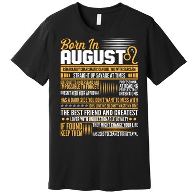 Born In August Leo Birthday Zodiac Premium T-Shirt