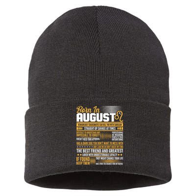 Born In August Leo Birthday Zodiac Sustainable Knit Beanie