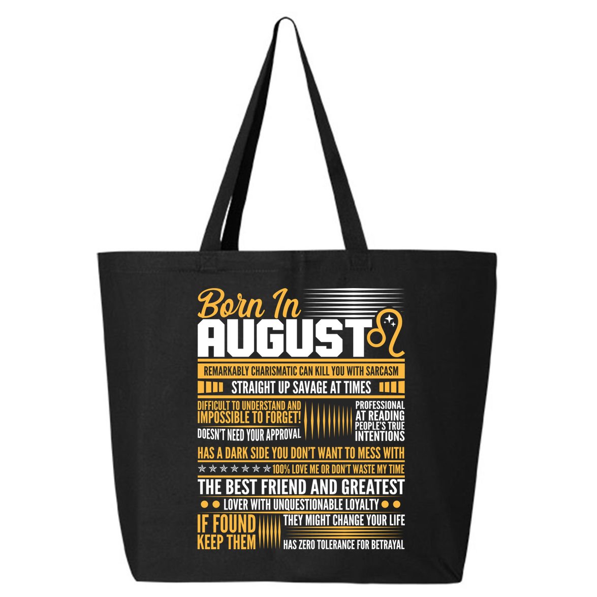 Born In August Leo Birthday Zodiac 25L Jumbo Tote