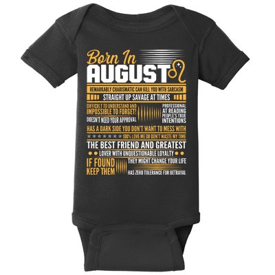 Born In August Leo Birthday Zodiac Baby Bodysuit