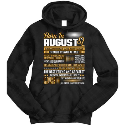 Born In August Leo Birthday Zodiac Tie Dye Hoodie