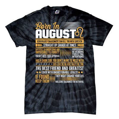 Born In August Leo Birthday Zodiac Tie-Dye T-Shirt