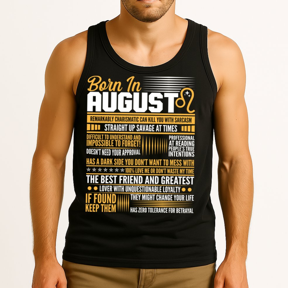 Born In August Leo Birthday Zodiac Tank Top