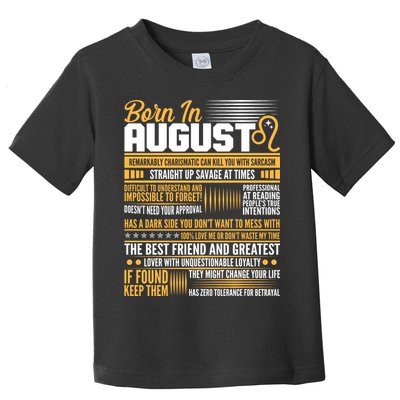 Born In August Leo Birthday Zodiac Toddler T-Shirt