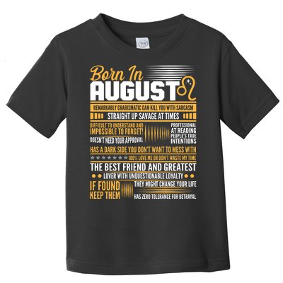 Born In August Leo Birthday Zodiac Toddler T-Shirt