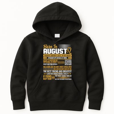Born In August Leo Birthday Zodiac Kids Hoodie