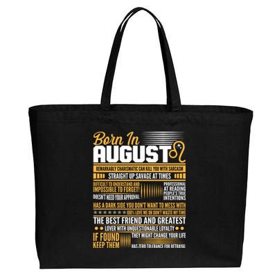 Born In August Leo Birthday Zodiac Cotton Canvas Jumbo Tote