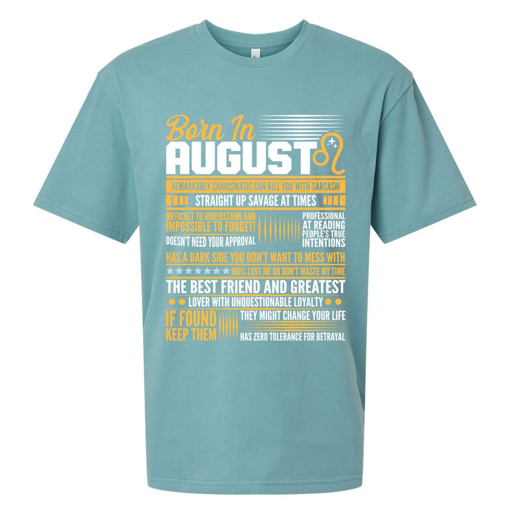 Born In August Leo Birthday Zodiac Sueded Cloud Jersey T-Shirt