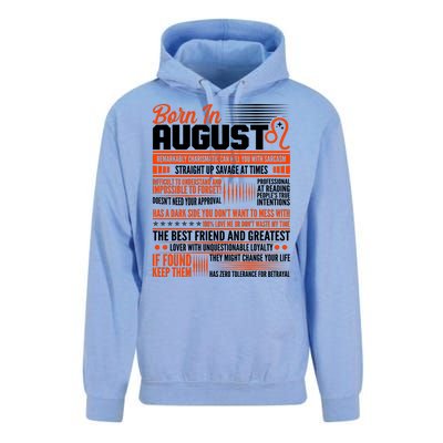 Born In August Leo Birthday Zodiac Unisex Surf Hoodie