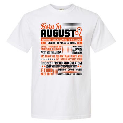 Born In August Leo Birthday Zodiac Garment-Dyed Heavyweight T-Shirt