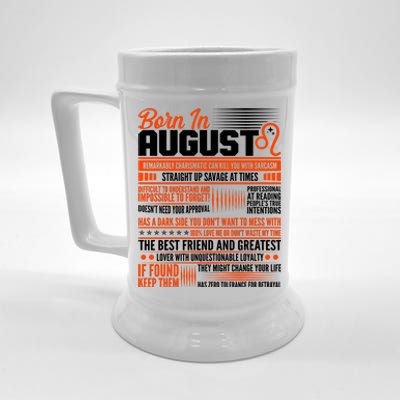 Born In August Leo Birthday Zodiac Beer Stein