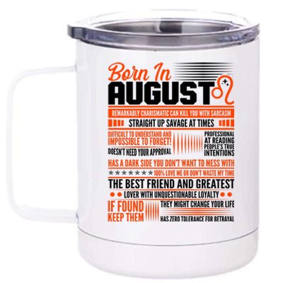 Born In August Leo Birthday Zodiac 12 oz Stainless Steel Tumbler Cup